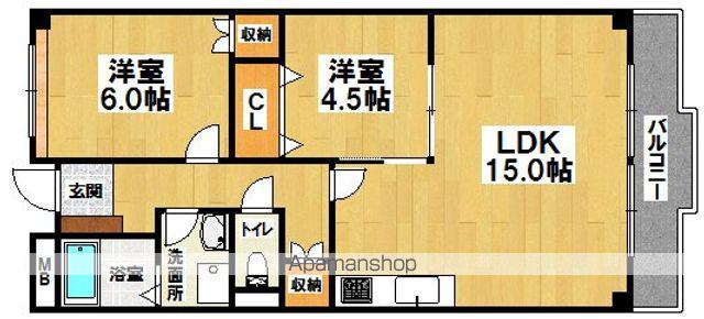 リバージュ住吉(2LDK/3階)の間取り写真