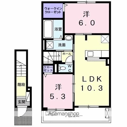 クレシェンド ラブ Ⅲ(2LDK/2階)の間取り写真