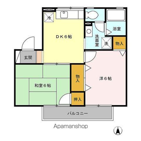 エミネンス四季A棟(2DK/2階)の間取り写真