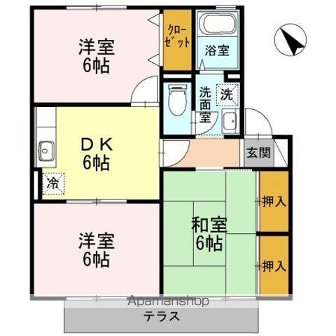 サンハイム東河原Ⅰ棟(3DK/2階)の間取り写真