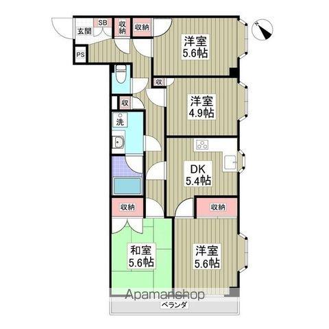 グランドマンション(4DK/4階)の間取り写真