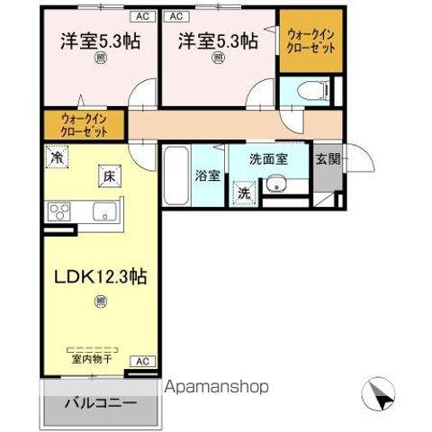 サンセール問屋町II(2LDK/1階)の間取り写真