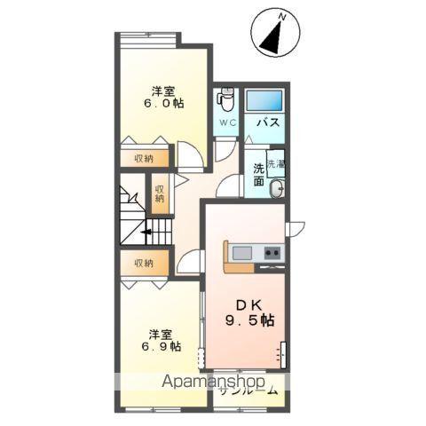 アドヴァンス(2DK/2階)の間取り写真