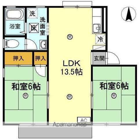 ベルシアH Ⅰ棟(2LDK/1階)の間取り写真
