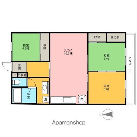 山陽 マンション(3LDK/2階)の間取り写真