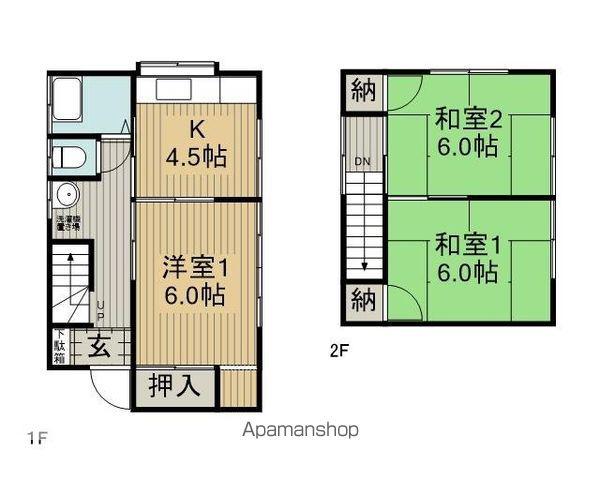 中央本線 茅野駅 徒歩38分 2階建 築43年(3K)の間取り写真