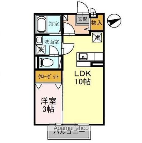 メゾン松葉 B棟(1LDK/2階)の間取り写真