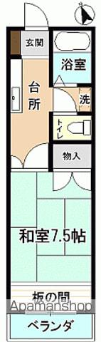砂屋戸ハイツ(1K/2階)の間取り写真