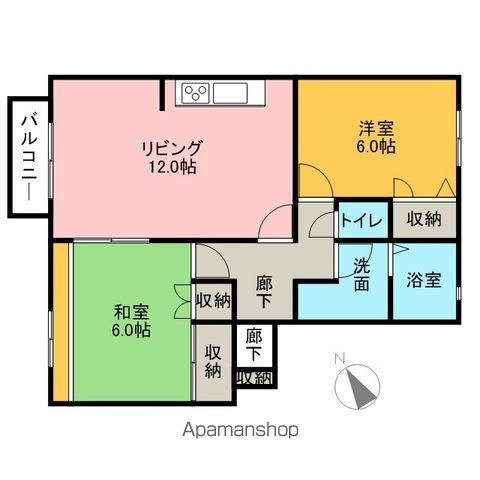 ベルエポック宮永(2LDK/2階)の間取り写真