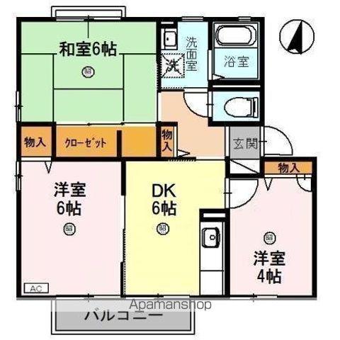 パインハイツ(3DK/2階)の間取り写真