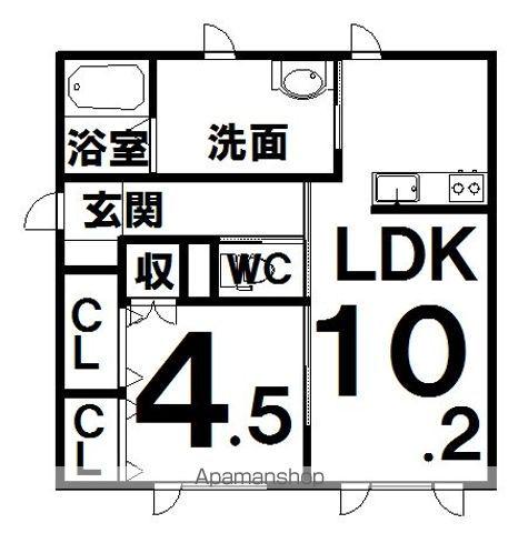 SMILEN(1LDK/1階)の間取り写真