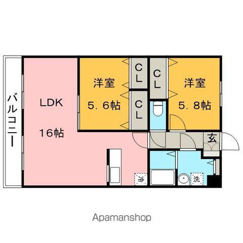 ルネス荒木一番館(2LDK/1階)の間取り写真