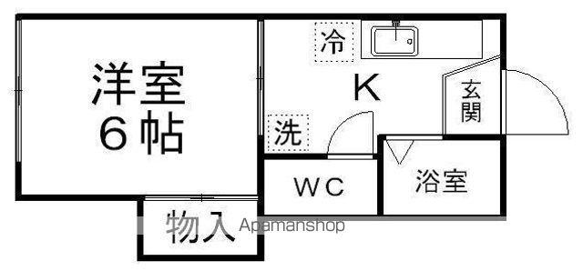 ピースフル川内第2(1K/2階)の間取り写真