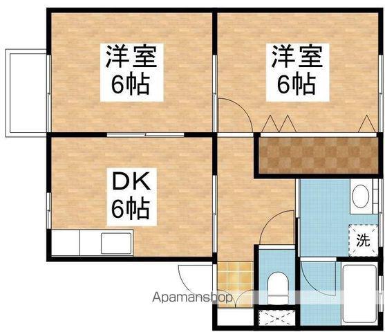 オーディアス(2DK/2階)の間取り写真