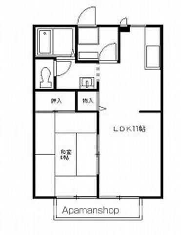 ゴールドハイツC(1LDK/2階)の間取り写真