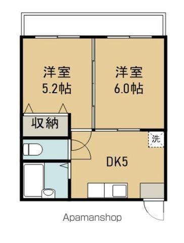 中倉麻布マンション(2DK/4階)の間取り写真