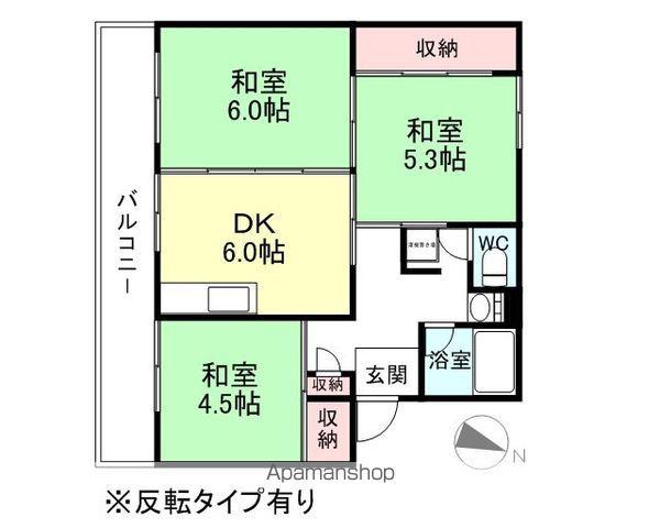 ラ・ビスタ太閤山301号棟(3DK/1階)の間取り写真