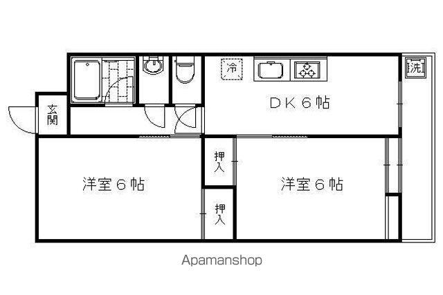 ロイヤルコート嵯峨(1DK/2階)の間取り写真