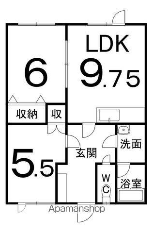 ドリームカーサ彩華(2DK/1階)の間取り写真