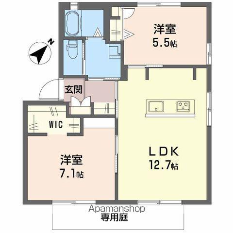 メゾンラフィネB棟(2LDK/1階)の間取り写真
