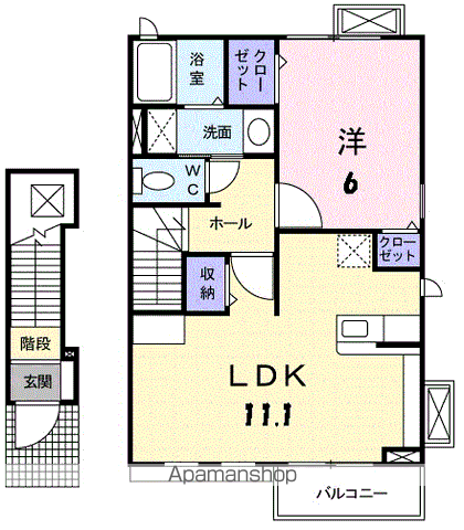 セレノ2(1LDK/2階)の間取り写真