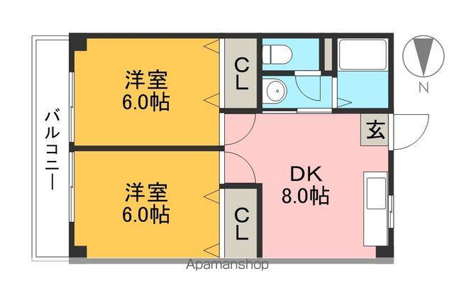 竹之内マンションⅠ(2DK/3階)の間取り写真