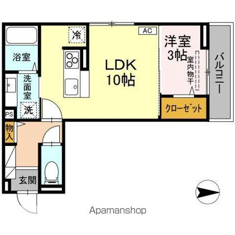 J-ROOM妃 VII番館 屋代駅前(1LDK/3階)の間取り写真