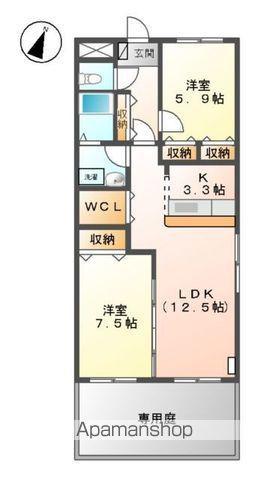 ハイムフロイデⅢ(2LDK/1階)の間取り写真