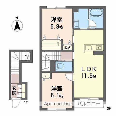 シャーメゾン駒止Ⅲ(2LDK/2階)の間取り写真