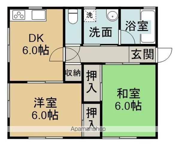 ラ サンテ(2DK/1階)の間取り写真