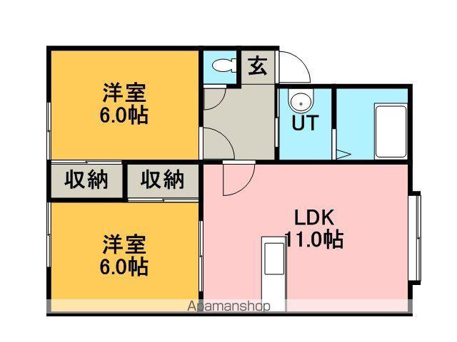 函館本線 手稲駅 バス乗車時間:17分 花川南8条3丁目バス停で下車 徒歩8分 3階建 築32年(2LDK/3階)の間取り写真