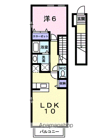 アズールつくばB(1LDK/2階)の間取り写真