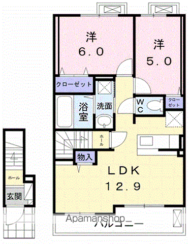 中村家 土佐 Ⅱ(2LDK/2階)の間取り写真