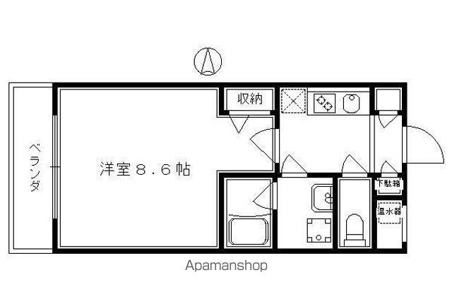 ROOTS神泉苑(1K/2階)の間取り写真