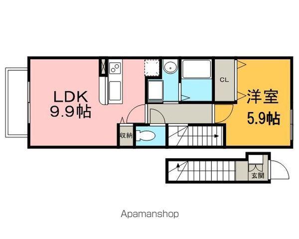 サンフラワーAB(1LDK/2階)の間取り写真