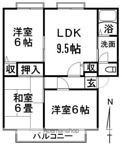 サンビレッジ青木島(3DK/2階)の間取り写真