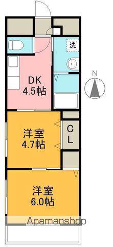 PERLA南川添Ⅱ(2K/2階)の間取り写真
