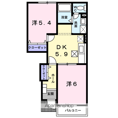 ピュアハイムⅠ(2DK/1階)の間取り写真