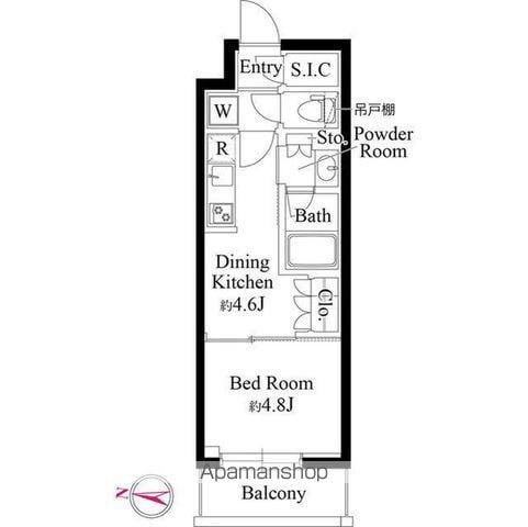 グランパセオ清澄白河Ⅱ(1DK/8階)の間取り写真