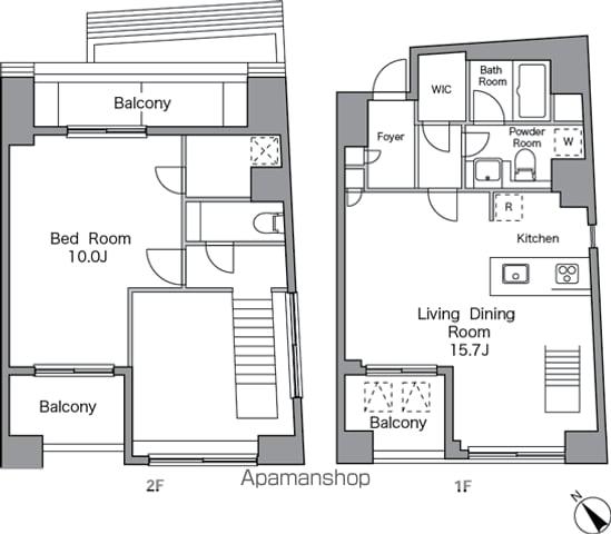 レジディア恵比寿南(1LDK/4階)の間取り写真