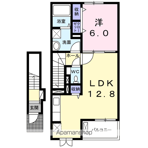 コッティクワハラⅠ(1LDK/2階)の間取り写真