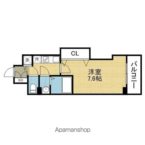 LUXE玉造2(1K/2階)の間取り写真