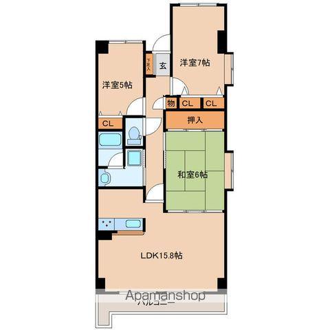 ラスティコート南仙台(3LDK/6階)の間取り写真