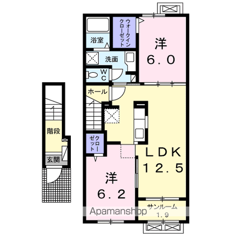 アクア・リヴェールⅢ(2LDK/2階)の間取り写真
