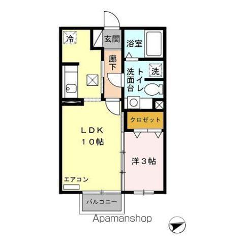 ヴェルドミールII・III II(1LDK/1階)の間取り写真