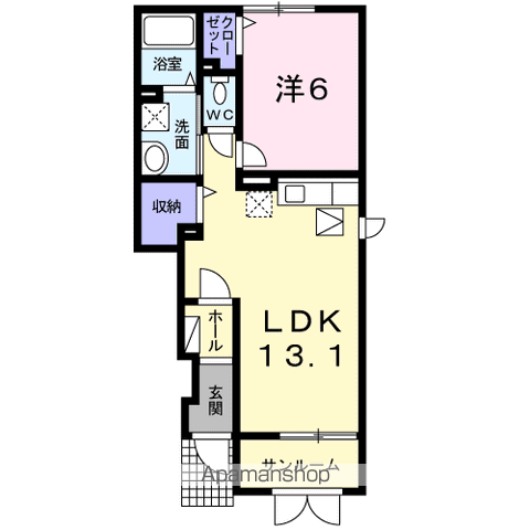 ウルルⅠ(1LDK/1階)の間取り写真