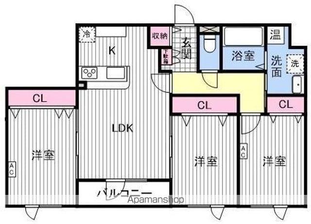 鍋島ハイツ1(3LDK/4階)の間取り写真