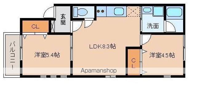 町家箱崎(2DK/3階)の間取り写真