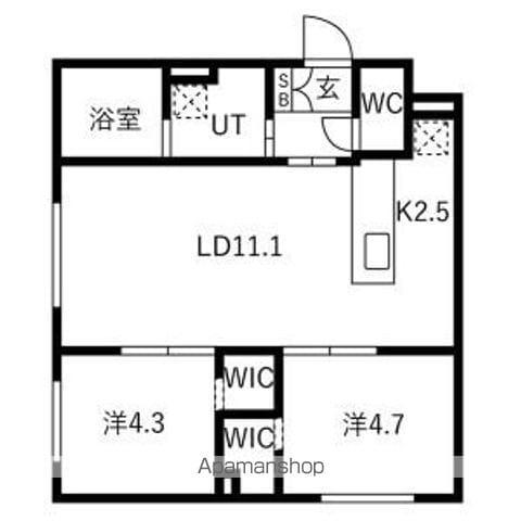 MUT月寒西(2LDK/3階)の間取り写真