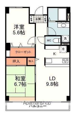 ル・ボア平喜(2DK/2階)の間取り写真